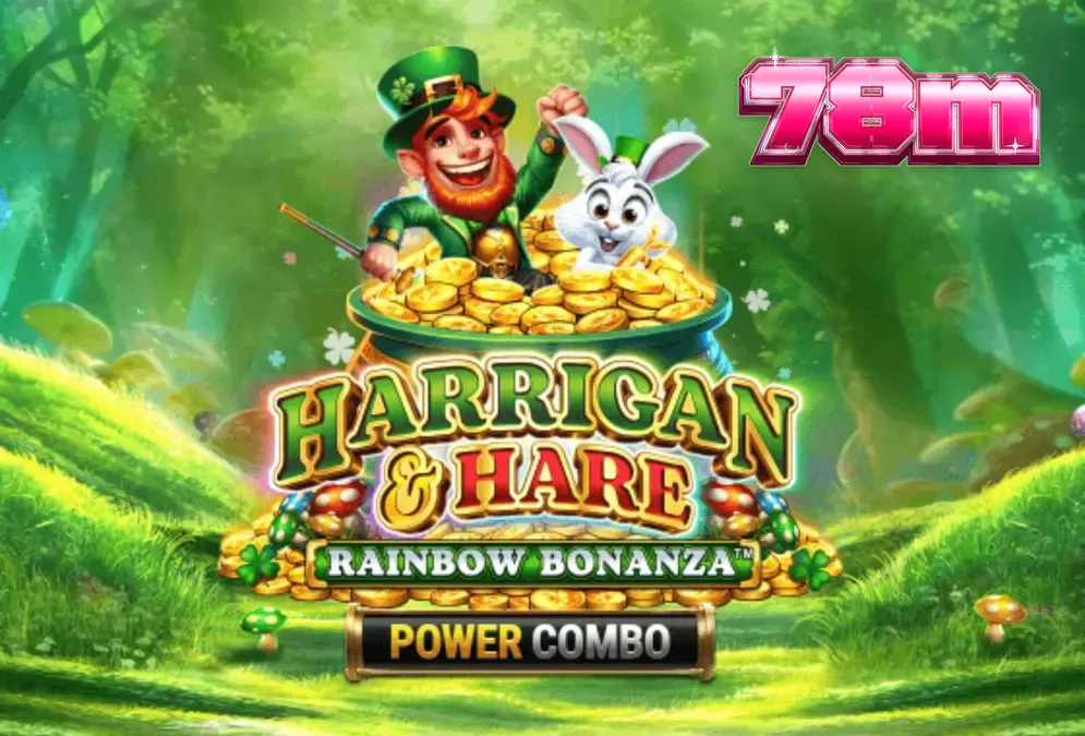 O slot Harrigan & Hare Rainbow Bonanza Power Combo com seus elementos temáticos irlandeses e interface vibrante.